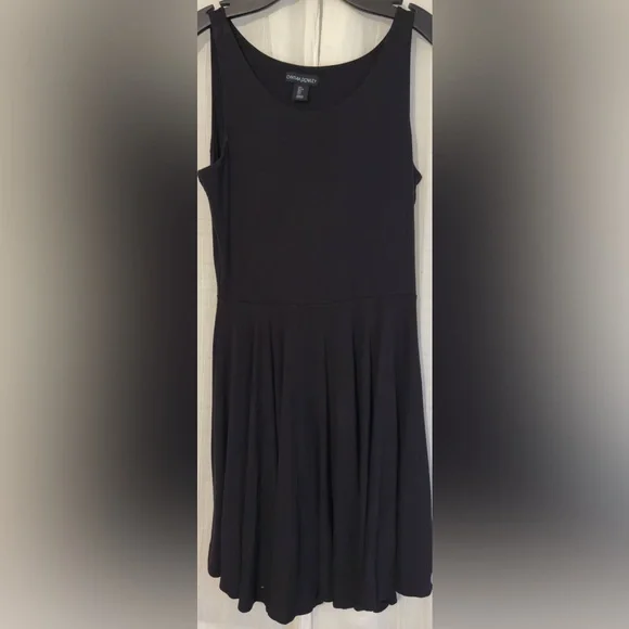 Cynthia Rowley. Black jersey knit dress. Fit and flare. Scoop neck,  sleeveless.